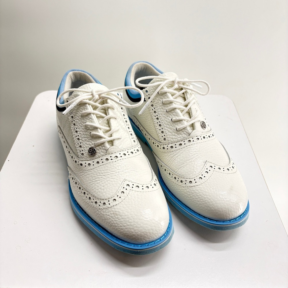 G/FORE Gallivanter Womens Golf Shoes White Blue Leather Wingtip G4LS21EF08 7.5 - Picture 2 of 13